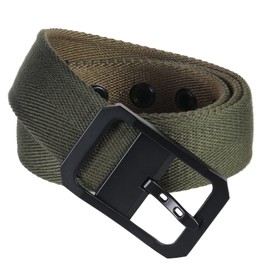 KYEYGWO Double-Sided Canvas Belt for Men and Women, Shortenable Fabric Belt, Canvas Belt, Outdoor Canvas Belt, Casual Work Belt with Adjustable Pin Buckle, Green & Brown