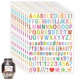 10 Sheet 1/2 Inch Small Letter Stickers, 1560Pcs Self Adhesive Alphabet, Cute Vinyl Letter Number Symbols for Arts Crafts Outdoor Sign Poster Windows Doors School Office - Colorful