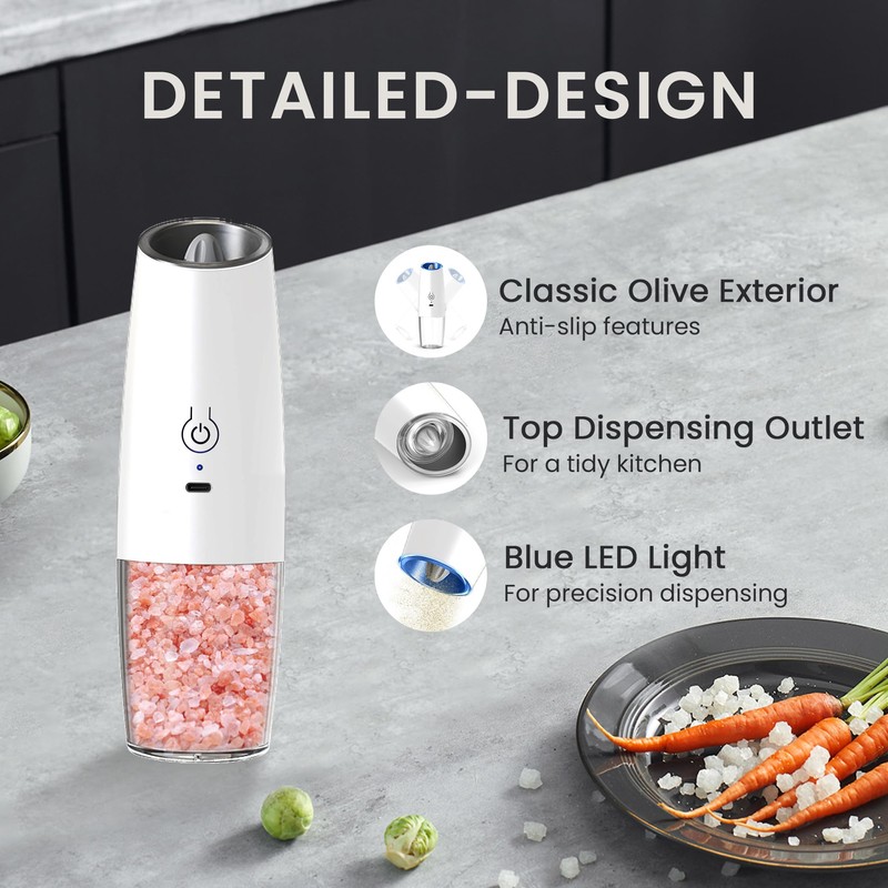 BELRIGO Rechargeable Salt And Pepper Grinder Set with LED Light,