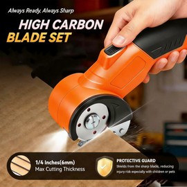 Cordless Electric Scissors, Rechargeable Rotary Cutter for Cloth Paper Leather Carpet Plastic, Portable Wireless Cutting Tool, 320RPM, 0.26"Cutting Depth, 3000mAh Battery for DIY Craft Sewing Home Use