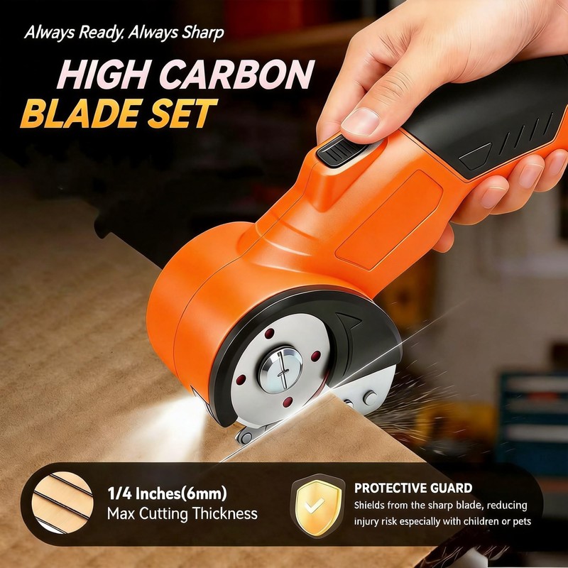 Cordless Electric Scissors, Rechargeable Rotary Cutter for Cloth Paper Leather