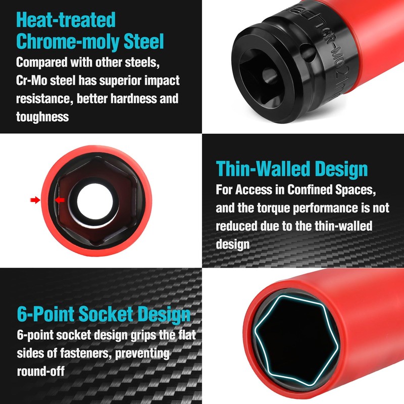 DURATECH Impact Wrench Nut Set, Socket Set Power Protective Inserts
