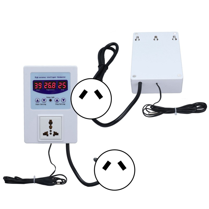 Temperature Controller Digital Display Thermostat Temp Regulator with Sensor AC110‑240VAU