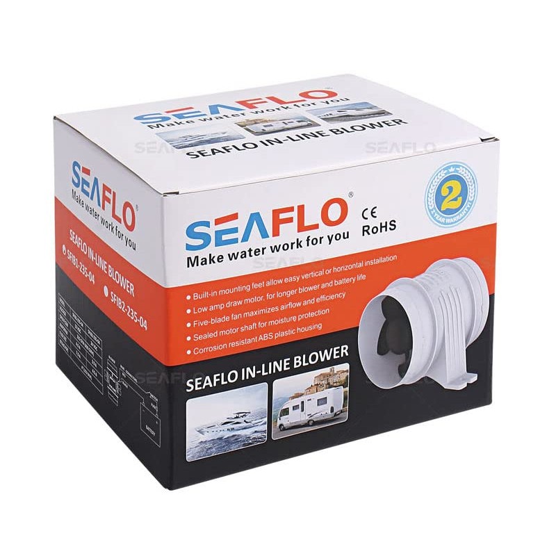 SEAFLO 12V 4" 235 CFM in-Line Bilge Blower