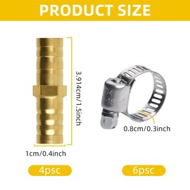 12PCS 3/8" (10mm) Garden Hose Repair Kit for 3/8 Barb Fitting, Water Hose Connector Barb Splicer Hose Mender Garden Hose Repair Fittings Air Hose Repair Kit for Air/Water/Fuel/Oil w/ 8PCS Clamp ﻿