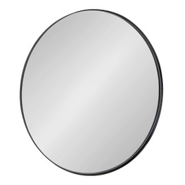 Kate and Laurel Rollo Modern Round Wall Mirror, 22 inch Diameter, Black, Beautiful Circular Mirror for Wall