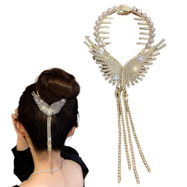 Traziewell Hair Bun Maker Blonde Hair Bun Maker Rhinestone Tassel Ponytail Hair Claw Tassel Ponytail Hair Clip Pearl Tassel Hair Clips Headpiece 0712