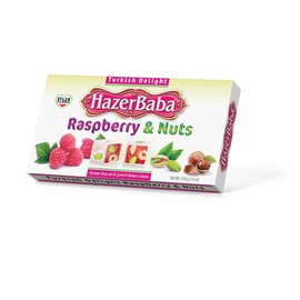 Hazer Baba Turkish Delight Candy with Mixed Nuts & Raspberry Flavored, Gourmet Snack Box, Traditional, Vegan Snack, Lokum, Sweets, Loukumi, Delicias Turcas, Halal, Kosher, 16oz (454g)
