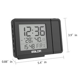 BALDR Projection Alarm Clock, Digital Projector Clock for Bedroom Ceiling, Large Time, Date & Snooze Function Projecting Clocks for Bedrooms with Indoor Temperature - USB Cable Powered (Included)