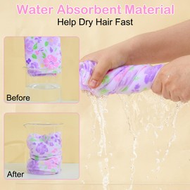 Basumee Microfiber Hair Towel Wrap for Kids 2 Pack Rapid Drying Hair Towel with Button Hair Turbans for Wet Hair Wraps Head Towel Wrap for Women and Girls