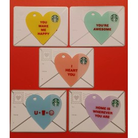 STARBUCKS CARDS 2014 " 5 VALENTINE'S DAY CARDS "  RARE~VHTF~MINT