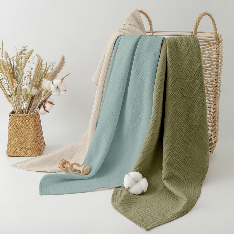 Bearmoss Muslin Swaddle Blankets, 40 x 38 inches Baby Swaddle