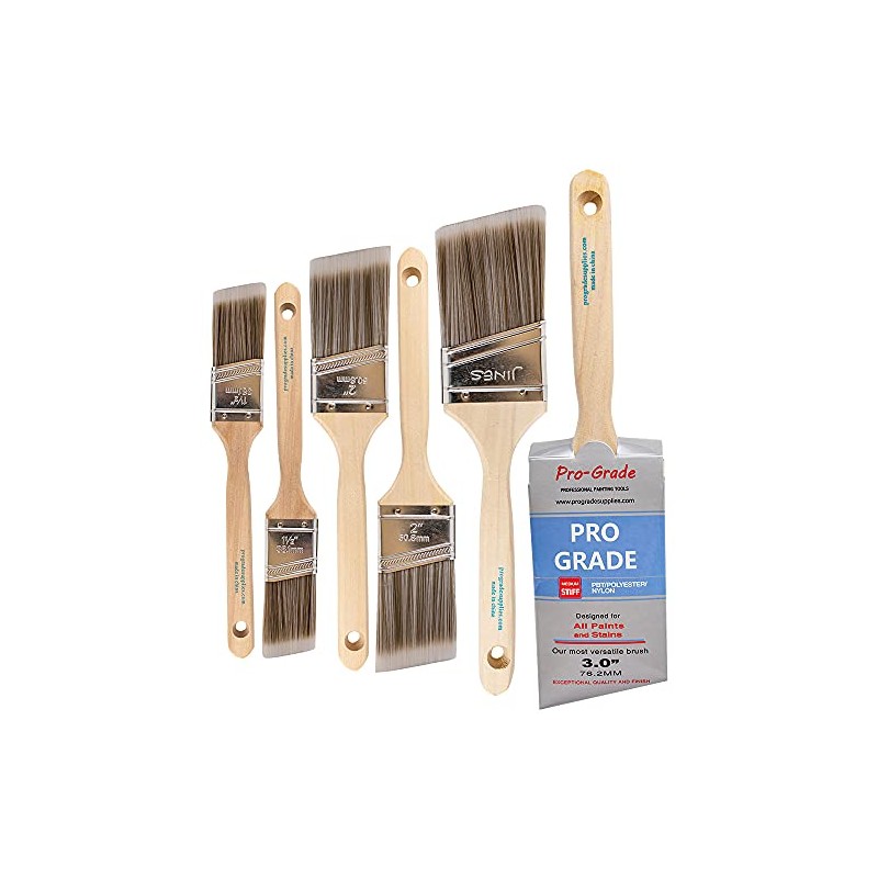 Pro Grade - Paint Brushes - 6 Pack Variety Angle