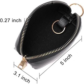 Key Bag Earphone Case Black PU with Zipper and 2 Rings for Earbuds Lipstick Pocket Money Charger Gadget Organizer Storage Small Bag Men Women Premium Leather Car Key Holder Bag Keychain Case Wallet