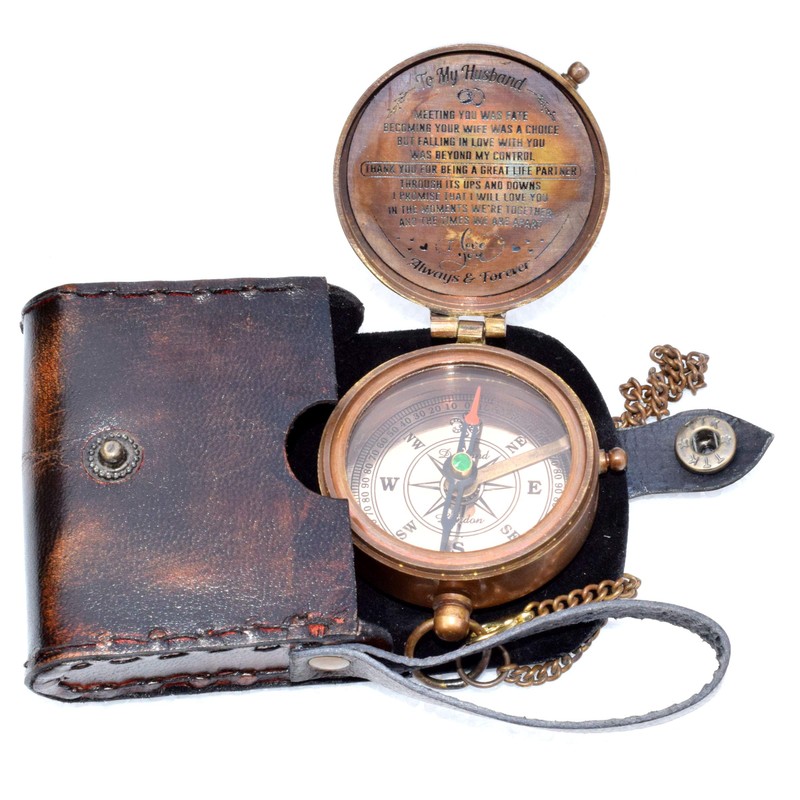 Antique Nautical Vintage Directional Magnetic Compass with Famous Scripture Quote