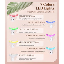 Dopsikn 7 Color Galvanic Machines - Red Light Therapy for Face and Neck, Face Massager Tool for Wrinkles, Double Chin, Vibrating Facial Massager with Thermals, White