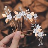 Ushiny Flowers Bridal Wedding Hair Pins Beads Hair Clip Stylists