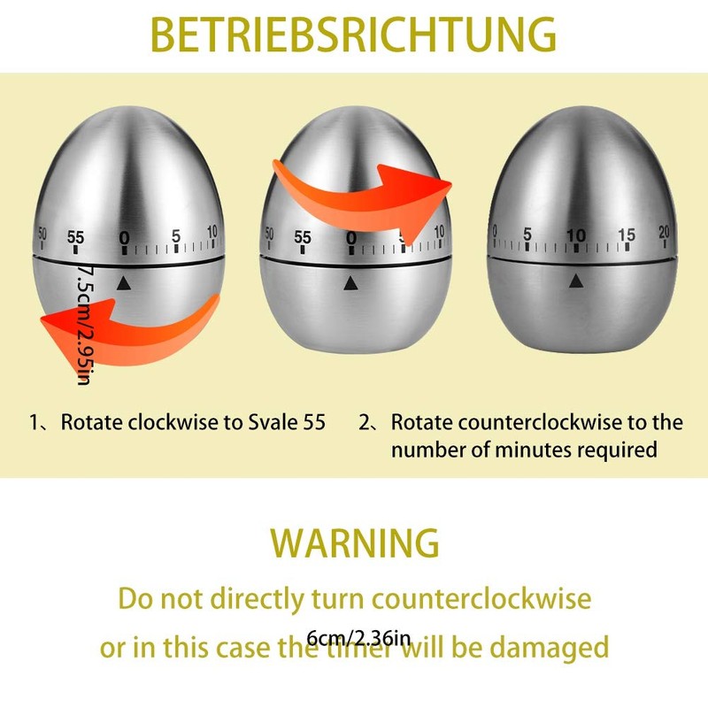 RosewineC Kitchen Timer Manual,Shaped Mechanical Rotating Alarm with 60 Minutes
