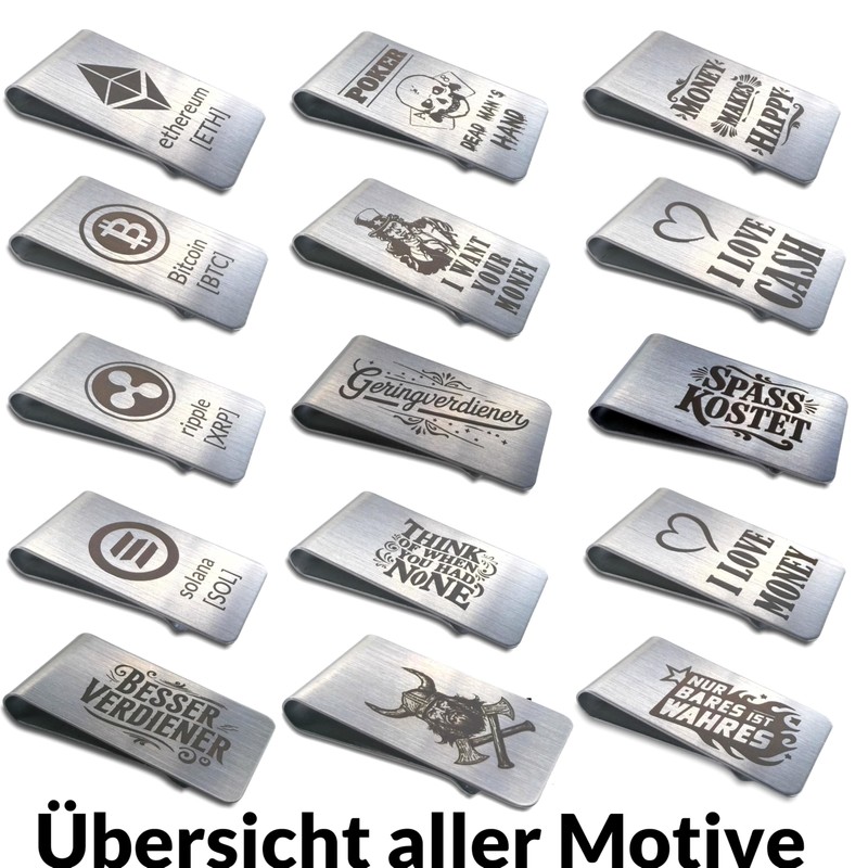 Money Clip Elegant and Elegant Brushed Stainless Steel Many Different