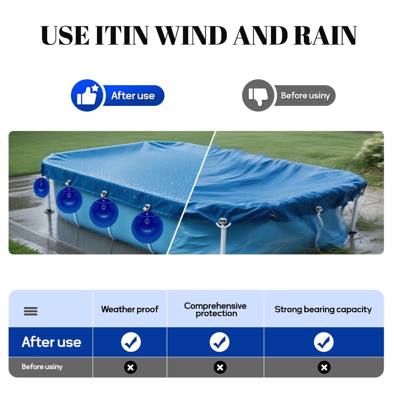 12 Pack Pool Cover Weights with Hooks, Leakproof PVC Pool