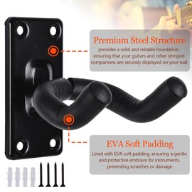 Guitar Wall Mount 10 Pack, Guitar Hangers for Wall Sturdy Metal Guitar Hook Stand Wall