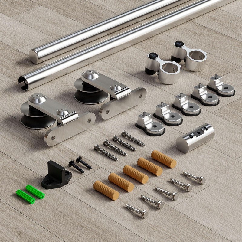 CCJH 4FT/48'' Stainless Steel Sliding Track Barn Door Hardware Kit