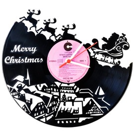 GRAVURZEILE Santa Claus Wall Clock Vinyl Record Clock Upcycling Design Clock Wall Decoration Vintage Clock Wall Decoration Retro Clock Made in Germany