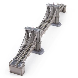 Fascinations Metal Earth Metal Kits Premium Series - Landmark Brooklyn Bridge, Laser Cut 3D Construction Kit, 3D Metal Puzzle, DIY Model Kit with 3 Metal Circuits, from 14 Years