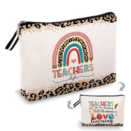 OUZ Teacher Gifts,Teacher Appreciation Gifts for Women, Birthday Gift for Teacher, Thank You Gift Teacher, Graduation Party Makeup Bag Gift, Makeup Zipper Pouch (TEACHERS WHO LOVE TEACHING)