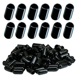Pack of 100 Rubber End Caps Vinyl Round Tube Bolt Caps Cover Screws Screw Thread Protection Black (5 mm)
