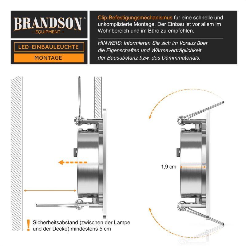 Brandson - Ultra Flat LED Ceiling Spotlight Square Warm White