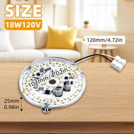 Flylin LED Retrofit Light Kit, 18W 120V Ceiling Light Replacement Panel Dimmable LED Light Module for Kitchens Bedrooms