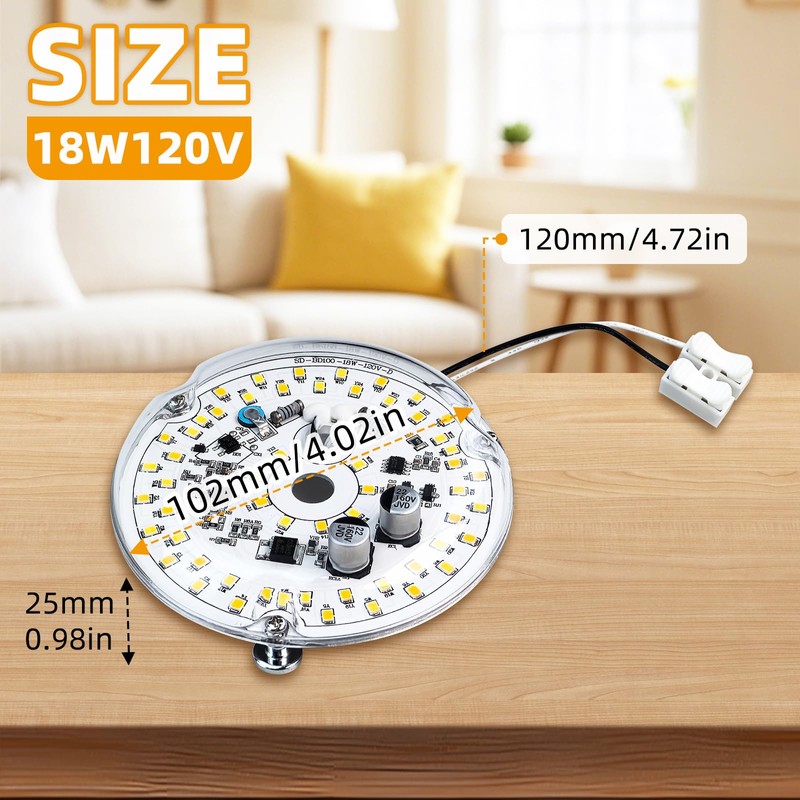 Flylin LED Retrofit Light Kit, 18W 120V Ceiling Light Replacement