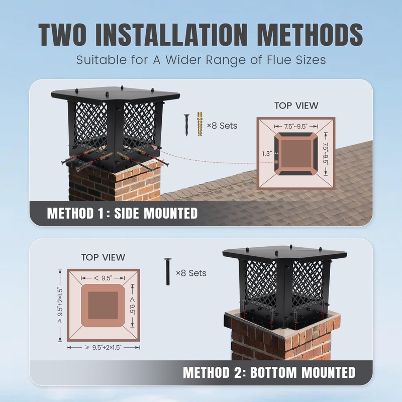 INNO STAGE Chimney Cap, 10"x10" Chimney Cover, Chimney Rain Caps,