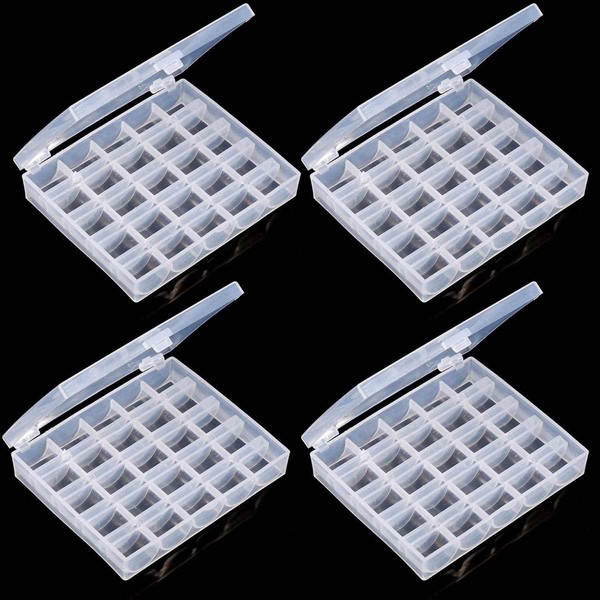 Bobbin Box，Machine Bobbin Organizer Plastic Case，Transparent 25 Slots Empty Bobbins