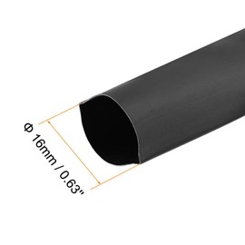 TOP-VIGOR 16mm Heat Shrink Tubing, 7M Length Heat Shrink Sleeving, 2:1 Ratio Heat Shrink Tube for Electrical Insulation, Repairs, Wrap Cable, Wire Connectors, Black