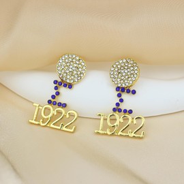 1922 SGR Drop Earrings for Women Sigmaa Gamma Rho Gift Greek Sorority Paraphernalia Gift for Soror Sisterhood, 1.57", Alloy Steel, crystal