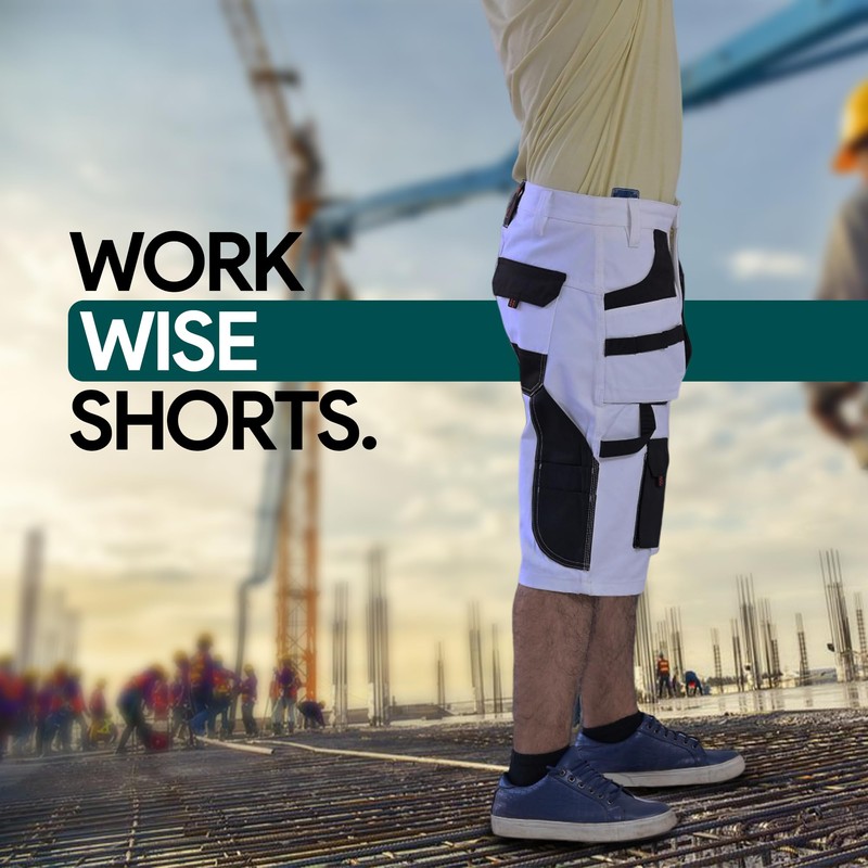 SparkX Mens Painters Shorts with Stretch Crotch- Decorators Cargo Combat