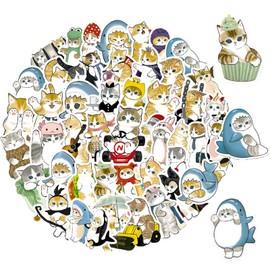 HUIKKJP Cat Stickers (50pcs) Cat Waterproof Stickers Cat Stickers Pack Cat Sticker Pack for Brand Suitcase Car Skateboard Cat Waterproof Guitar Etc Colored Notebook