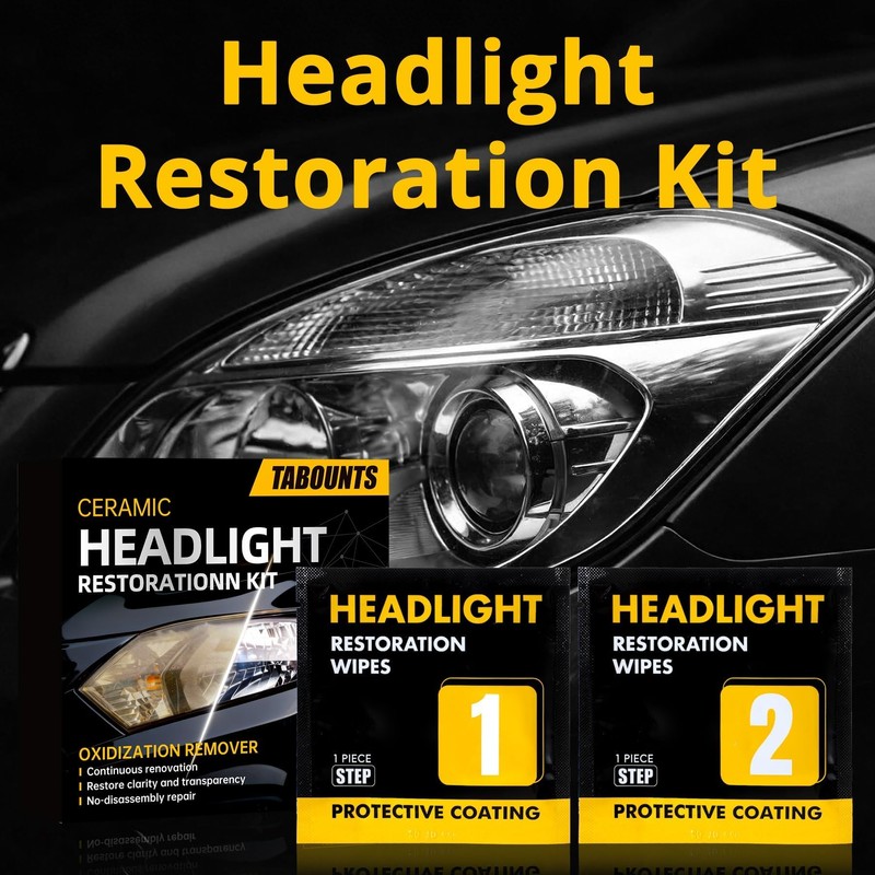 Headlight Restoration Wipes, 2-Step No Sanding Kit