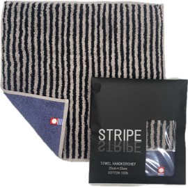 Imabari Towel, Handkerchief Towel with Packaging, Striped, Approx. 9.8 x 9.8 inches (25 x 25 cm), Made in Japan, Imabari 100% Cotton, Skin-friendly, Cute, 100% Cotton, Camping, Work, School, Cool,