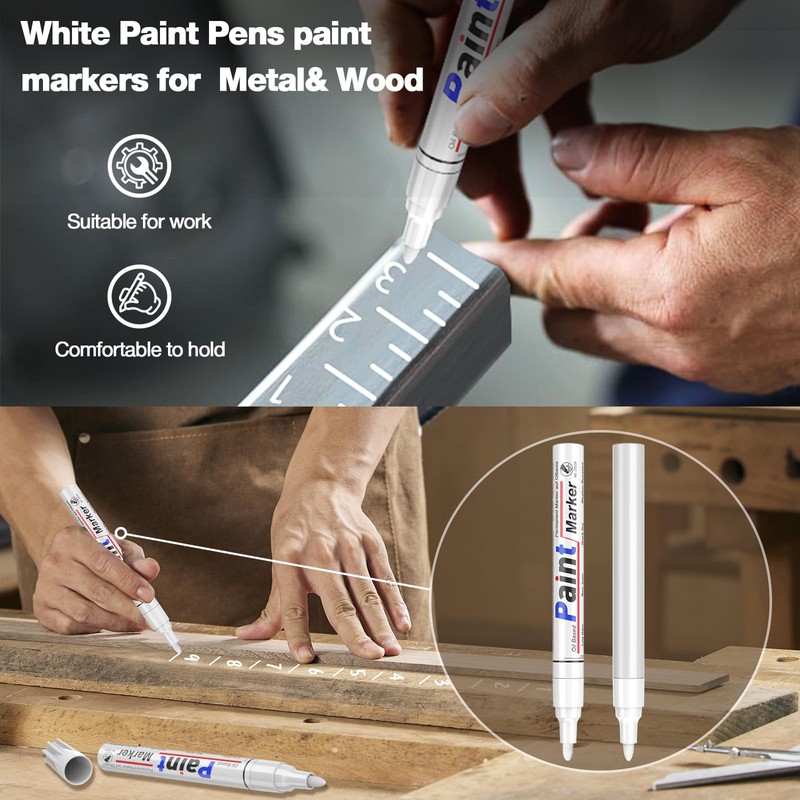DAPAWIN White Paint Pen Permanent Marker Waterproof 4 Pack Outdoor
