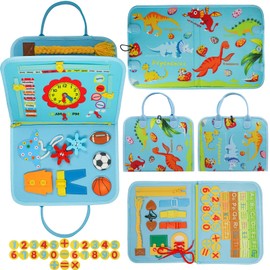 Toddler Busy Board Montessori Toy for 2 3 4 Year Old Boys Girls - Preschool Educational Toys Activity Developing Sensory Board Toys for Boys Girls 2 3 4 5 Years Old Plane Car Travel Toys Gift