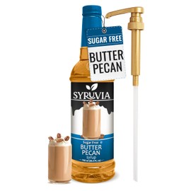 Syruvia Sugar Free Coffee Syrup, Butter Pecan Flavored Syrup for Drinks, Lattes, and Desserts – 25.4 fl oz, With Pump