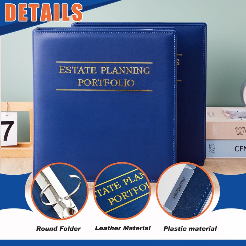 Skyygemm Estate Planning Portfolio Binder PU Leather 3 Ring Binders