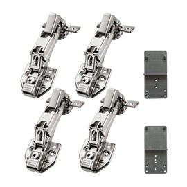 LOOTICH Clip-on 165 Degree Corner Stop Soft Close Hinges 35 mm with Damping Pot Hinge Standard Hinges with Automatic Closing for Kitchen Cabinet Wardrobe Cabinet Door Furniture Pack of 4