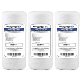 Hydronix HX-SWC-45-1020/3 Universal Whole House Sediment String Wound Water Filter Cartridge 4.5 inch x 10 inch - 20 micron - 3 Pack, White