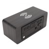 Wooden Digital Alarm Clock with Wireless Charging Black Adjustable Brightness