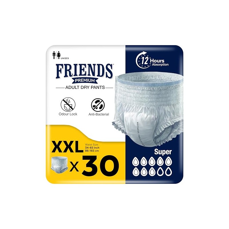 30 x Friends Unisex Incontinence Pants Super XXL (34-65 inches)