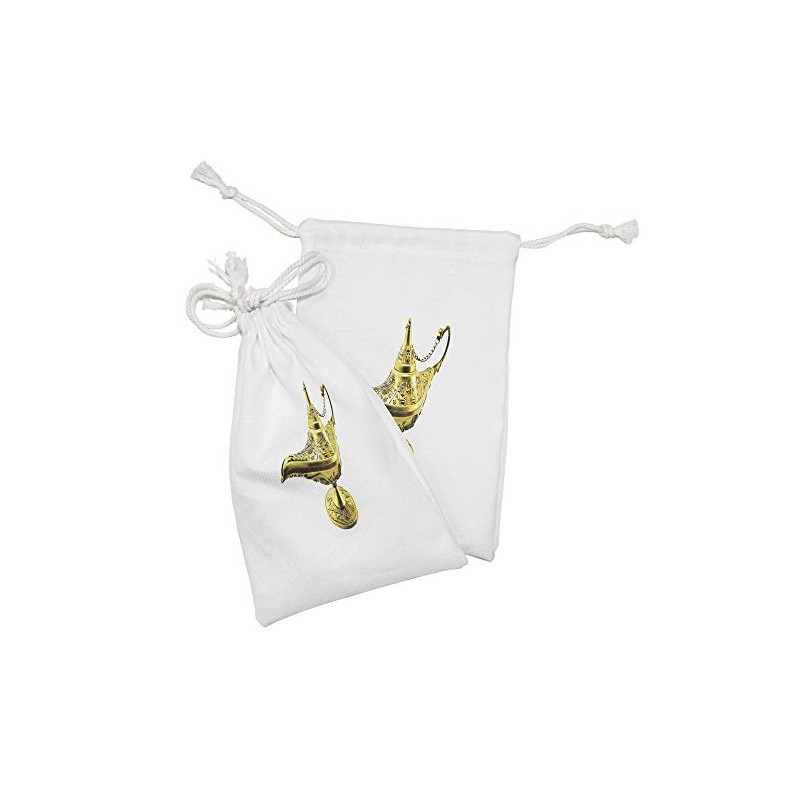 Lunarable Orient Fabric Pouch Set of 2, Aladdin`s Magic Genie
